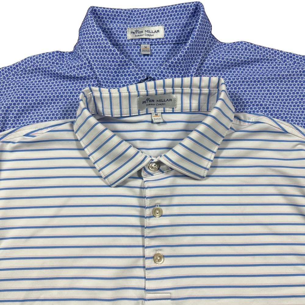 Peter Millar Summer Comfort Polo Shirt Men's M Golf Performance Lot Of 2